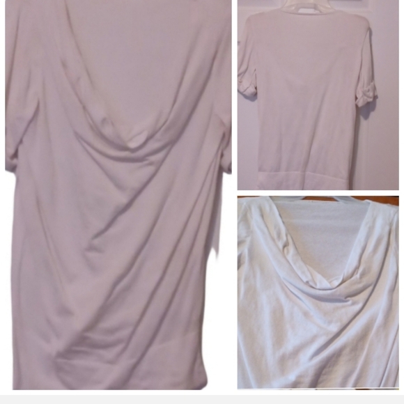 🍭🌺Elegant White Drape Neck Top - Picture 1 of 11